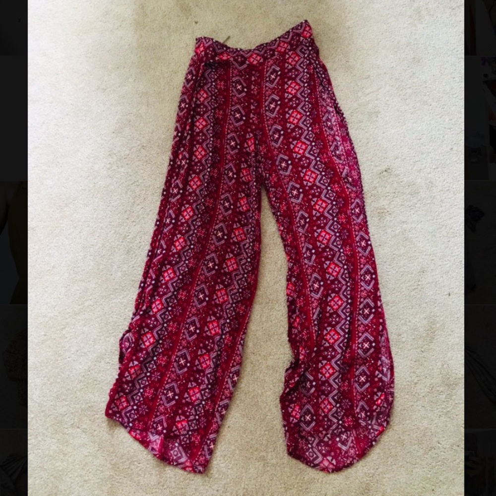 Red pattern pants